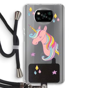 Roze eenhoorn: Xiaomi Poco X3 NFC Transparant Hoesje met koord