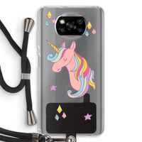 Roze eenhoorn: Xiaomi Poco X3 NFC Transparant Hoesje met koord