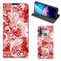 Mobiel BookCase Motorola Moto G8 Power Lite Angel Skull Rood - thumbnail