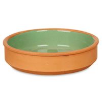 Set 4x tapas/creme brulee serveer schaaltjes terracotta/groen 16x4 cm - Snack en tapasschalen