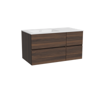 Storke Edge zwevend badmeubel 100 x 52 cm notenhout met Mata asymmetrisch linkse wastafel in solid surface mat wit - thumbnail