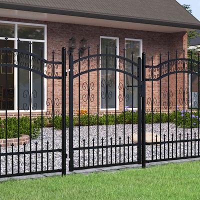VidaXL Poort met spijlpunten 103x175 cm gepoedercoat staal zwart