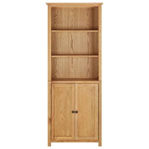 The Living Store Boekenkast Vintage MDF - 70 x 30 x 180 cm - massief eikenhout - 3 schappen en 2 deuren