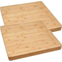 2x Stuks grote snijplank/serveerplank vierkant 37 x 3,5 cm van bamboe hout - Snijplanken - thumbnail