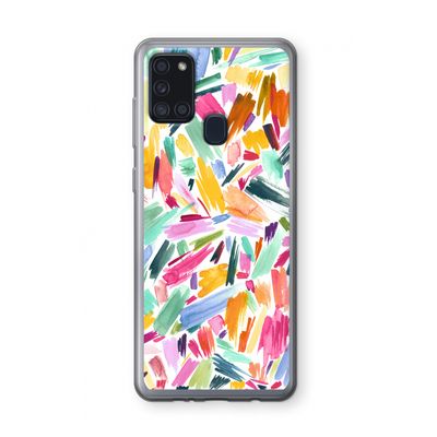 Watercolor Brushstrokes: Samsung Galaxy A21s Transparant Hoesje