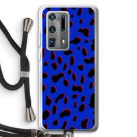 Blue Leopard: Huawei P40 Pro Plus Transparant Hoesje met koord