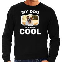Honden liefhebber trui / sweater Britse bulldog my dog is serious cool zwart voor heren - thumbnail