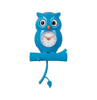 Karlsson Wandklok uil Pendulum - Blauw