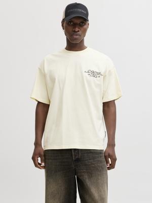 Jack & Jones Jcodust Script Back Tee Ss Crew Neck Print T-shirts 4951065 Sweet Corn