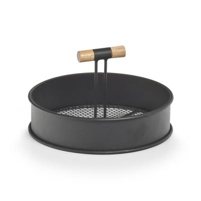 Zeller dienblad rond - metaal/hout - zwart - 20 x 11,5 cm - serveerblad