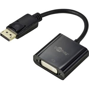 Goobay 69873 DisplayPort Adapter [1x DisplayPort stekker - 1x DVI-bus 24+5-polig] Zwart Rond, Met OTG-functie, Schroefbaar, PVC-mantel, Ronde ader 15 cm