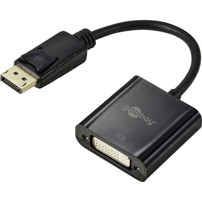 Goobay 69873 DisplayPort Adapter [1x DisplayPort stekker - 1x DVI-bus 24+5-polig] Zwart Rond, Met OTG-functie, Schroefbaar, PVC-mantel, Ronde ader 15 cm