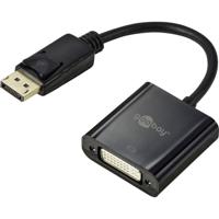 Goobay 69873 DisplayPort Adapter [1x DisplayPort stekker - 1x DVI-bus 24+5-polig] Zwart Rond, Met OTG-functie, Schroefbaar, PVC-mantel, Ronde ader 15 cm