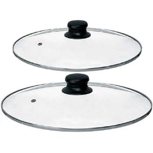 Universele pannendeksel set - 2x stuks - Dia 30/28 cm - glas - stoomgaatje