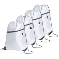 Sport gymtas/rugtas/draagtas - 4x - wit met rijgkoord 34 x 44 cm van polyester