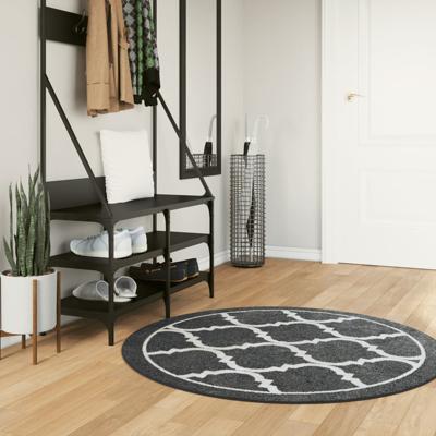 VidaXL Vloerkleed wasbaar anti-slip ø 120 cm zwart en wit