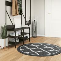 VidaXL Vloerkleed wasbaar anti-slip ø 120 cm zwart en wit