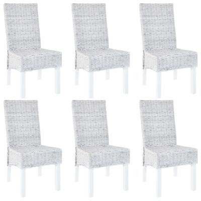 Eetkamerstoelen 6 st kubu rattan en mangohout lichtbruin
