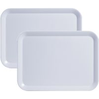 Set van 2x stuks witte dienbladen rechthoek melamine 44 x 32 cm