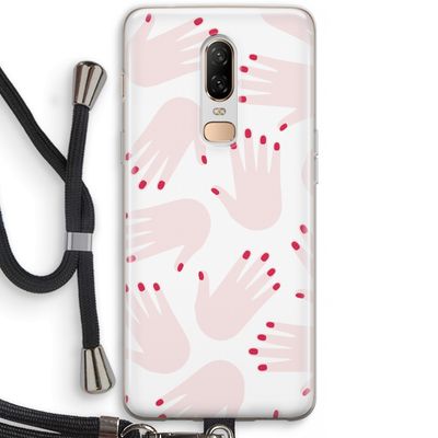 Hands pink: OnePlus 6 Transparant Hoesje met koord