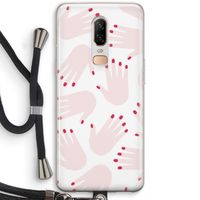 Hands pink: OnePlus 6 Transparant Hoesje met koord