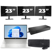 HP Pavilion 15-EG2 - Intel Core i5-12e Generatie - 15 inch - 16GB RAM - 256GB SSD - Windows 11 Home + 3x 23 inch Monitor