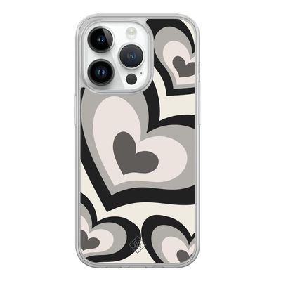 iPhone 14 Pro hybride hoesje - Hart swirl zwart