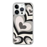 iPhone 14 Pro hybride hoesje - Hart swirl zwart iPhone 14 Pro hybride hoesje - Hart swirl zwart