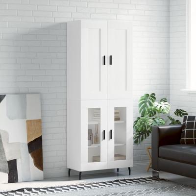Hoge kast 69,5x34x180 cm bewerkt hout wit