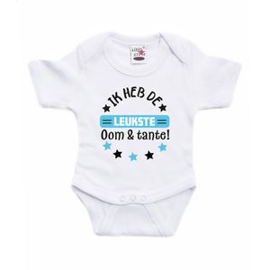 Bellatio Decorations baby rompertje - blauw - leukste oom &amp; tante - cadeau romper - kraamcadeau 92 (18-24 maanden)  -