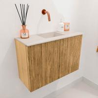 Toiletmeubel Mondiaz Joya Dlux | 60 cm | Meubelkleur Oak | Faye wastafel Meli Wasbak Midden | Zonder kraangat(en) Toiletmeubel Mondiaz Joya Dlux | 60 cm | Meubelkleur Oak | Faye wastafel Meli Wasbak Midden | Zonder kraangat(en)