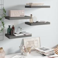 Wandschappen zwevend 4 st 40x23x3,8 cm MDF hoogglans grijs