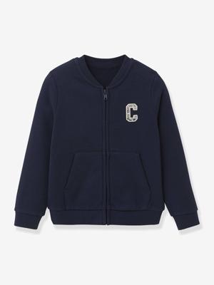 Meisjesvestje van biologisch katoenen sweater CYRILLUS marineblauw