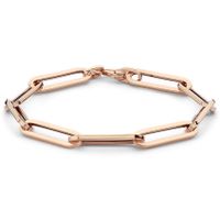 Armband Paperclipschakel platte buis rosegoud 6 mm 19 cm