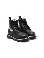 MSGM Kids bottines en cuir à logo imprimé - Noir