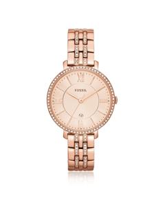 Fossil Dames Jacqueline Three-Hand Day-Date Rosegoudkleurig roestvrijstalen horloge ES3546