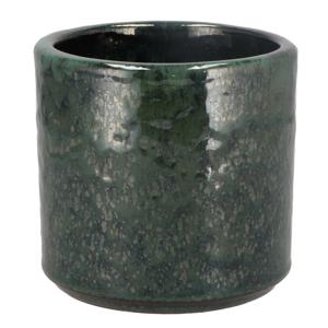 DK Design Bloempot Green Glaze - rond - groen - D12xH13 cm - glanzend