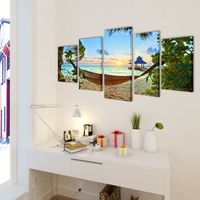 The Living Store 5-panelen canvas muurdruk set - 200 x 100 cm - Tropische print