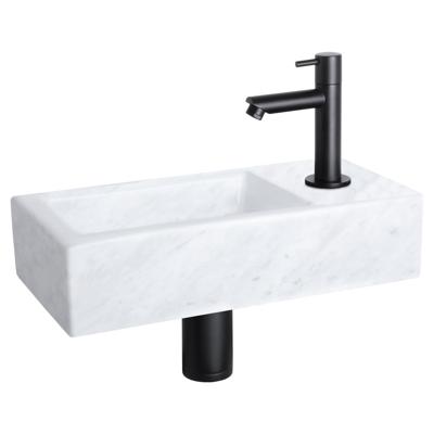 Differnz Helios fonteinset marmer - kraan recht - 37.5 x 18.5 x 9.5 cm - mat zwart