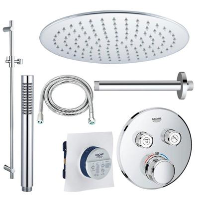 GROHE Grohtherm Regendoucheset inbouw - 2 functies - met Fortifura hoofddouche 25cm - staafhanddouche - plafondarm - glijstang 90 cm - chroom sw105953 SW104917  SW720552 SW496810 SW767373 SW76