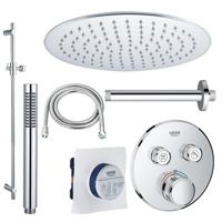 GROHE Grohtherm Regendoucheset inbouw - 2 functies - met Fortifura hoofddouche 25cm - staafhanddouche - plafondarm - glijstang 90 cm - chroom sw105953 SW104917  SW720552 SW496810 SW767373 SW76