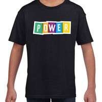 Power fun tekst t-shirt zwart kids - thumbnail