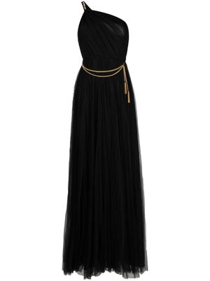 Elisabetta Franchi robe en tulle à une épaule - Noir
