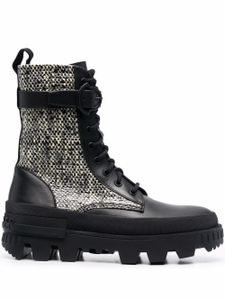 Moncler bottes à empiècements en tweed - Noir