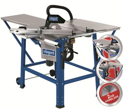 Scheppach Tafelcirkelzaag 12" TS310, 230V 2200W zaagblad 315mm 24 tanden 2800 toeren tafel verlengd