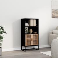 Hoge kast 60x35x125 cm bewerkt hout zwart