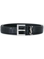 Saint Laurent ceinture Monogram à effet peau de crocodile - Noir - thumbnail