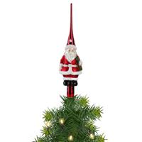 Inge Christmas goods Kerstboom piek - 1x - rood - glas - 28 cm - kerstman - kerstboompiek