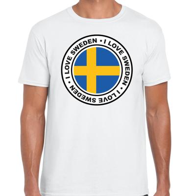 Verkleed T-shirt voor heren - I love Zweden - wit - voetbal supporter - themafeest