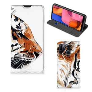 Bookcase Samsung Galaxy A20s Watercolor Tiger